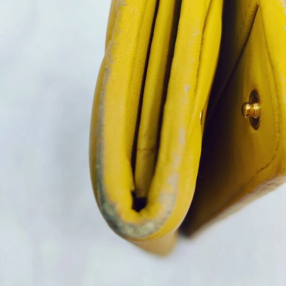 Miu Miu Wallet Matelasse Flap Long Wallet Calfskin Mustard Yellow No Returns - Picture 10 of 16